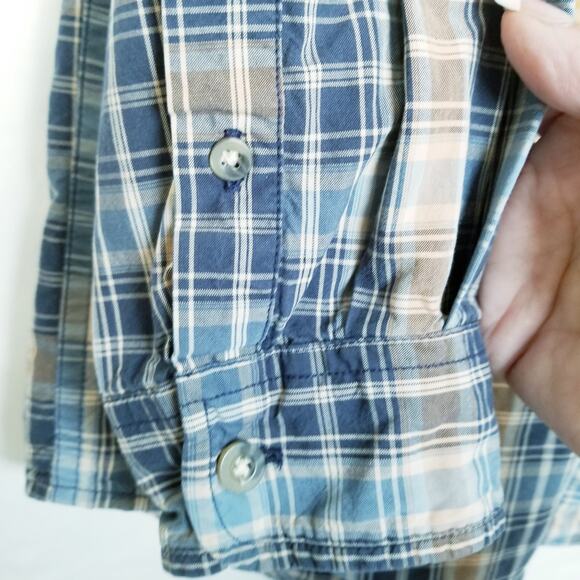 Carhartt Men's Blue Orange Plaid Long Sleeve Button Up Button Down Collar SZ LT - Picture 4 of 7